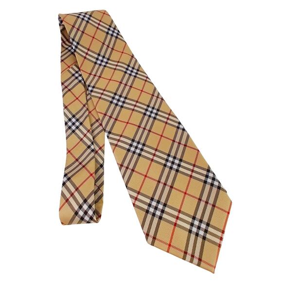 Burberry Men's VTG Classic Tan Nova Check 100% Silk Neck Tie 4" Width - Picture 1 of 7